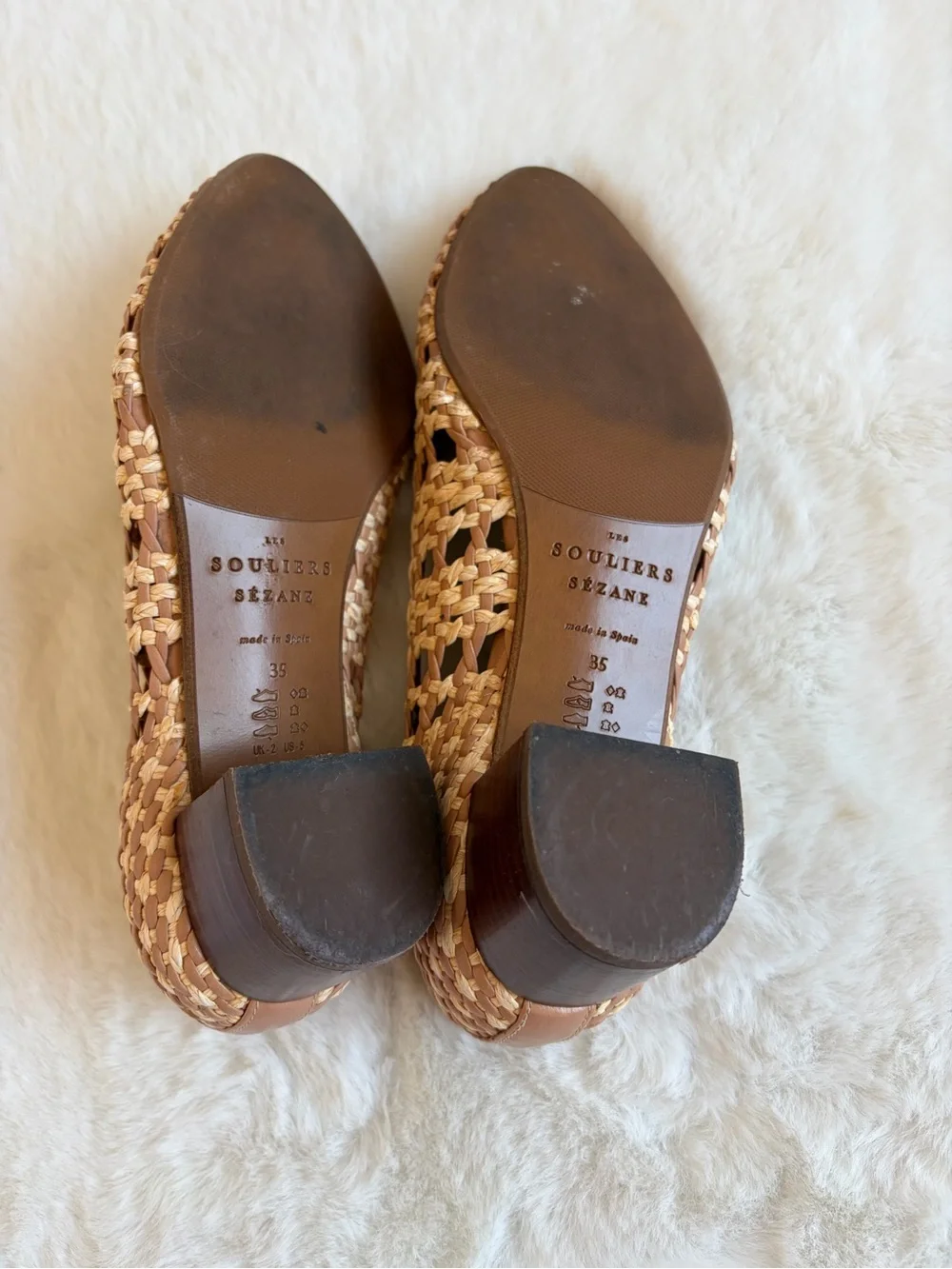 Sezane Anya Woven Low Heels - Natural Tan | 35